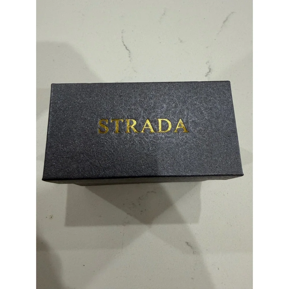 Strada Womens Rose Gold Tone Quartz Watch White Faux Leather Roman Numerals